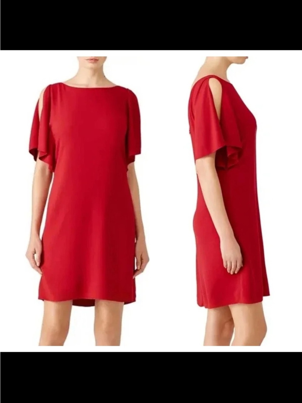 Theory Andzelika Rosina Crepe Red Flutter-Sleeve Mini Dress size 0